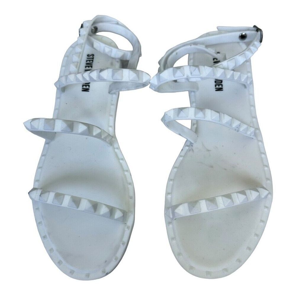 Steve Madden Womens Travel White Jelly Sandals Shoes Ankle Strap Flats 7 M
